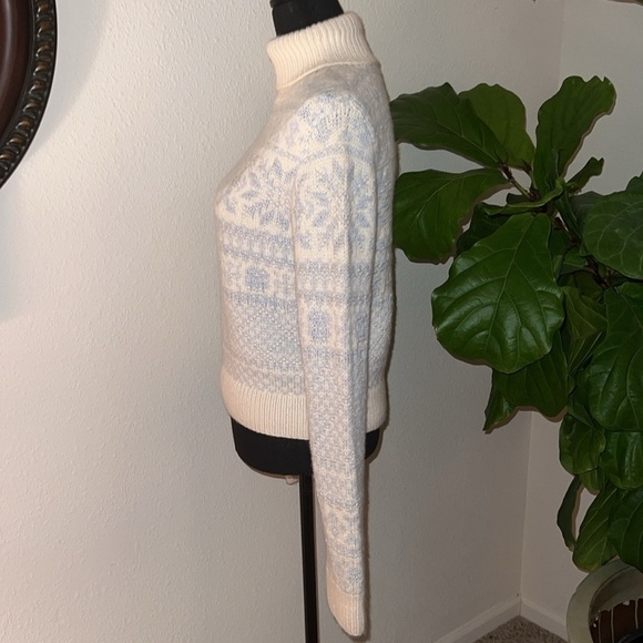 Ralph Lauren Women’s Black Label 100% Cashmere Blue Cream Turtleneck Sweater M - Picture 14 of 16